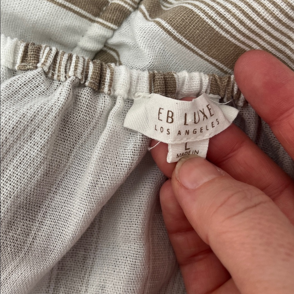 Eb Luxe Los Angeles Linen Blend Striped Crop Halter Top Like New Large - Picture 4 of 7